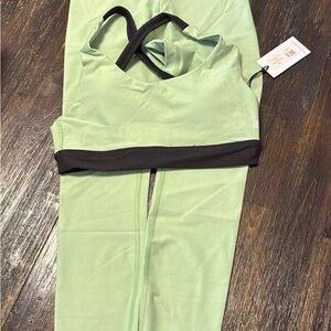 WeWoreWhat Mint and Black Sports Bra Set